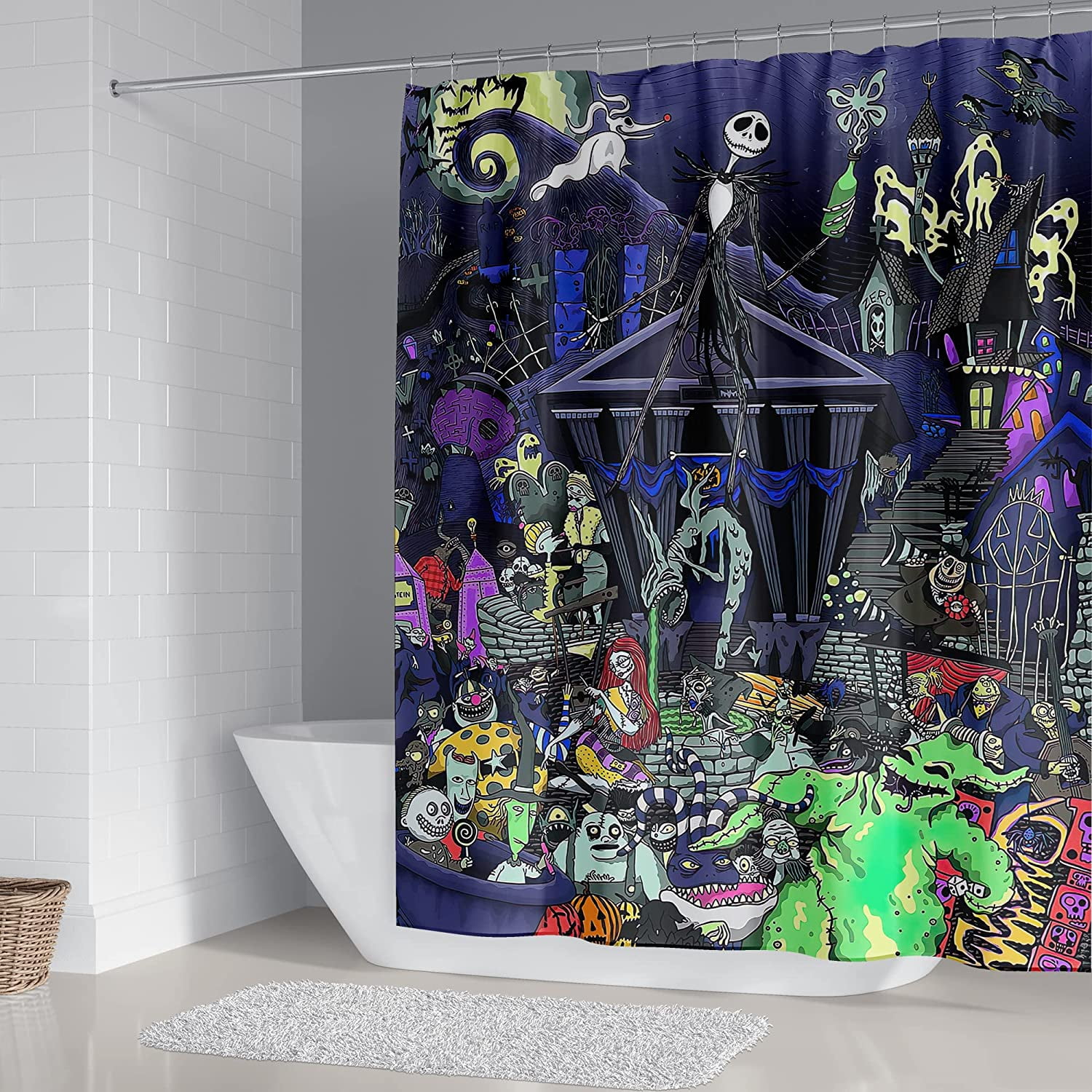 ARTTEAL Nightmare Before Christmas Zombie Bride Jack Shower Curtain