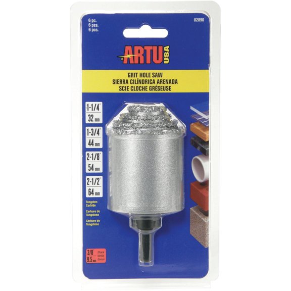 ARTU-USA ARTU Tungsten Carbide Grit Hole Saw Set (6-Piece)  Heavy-Duty Construction, Professional Use
