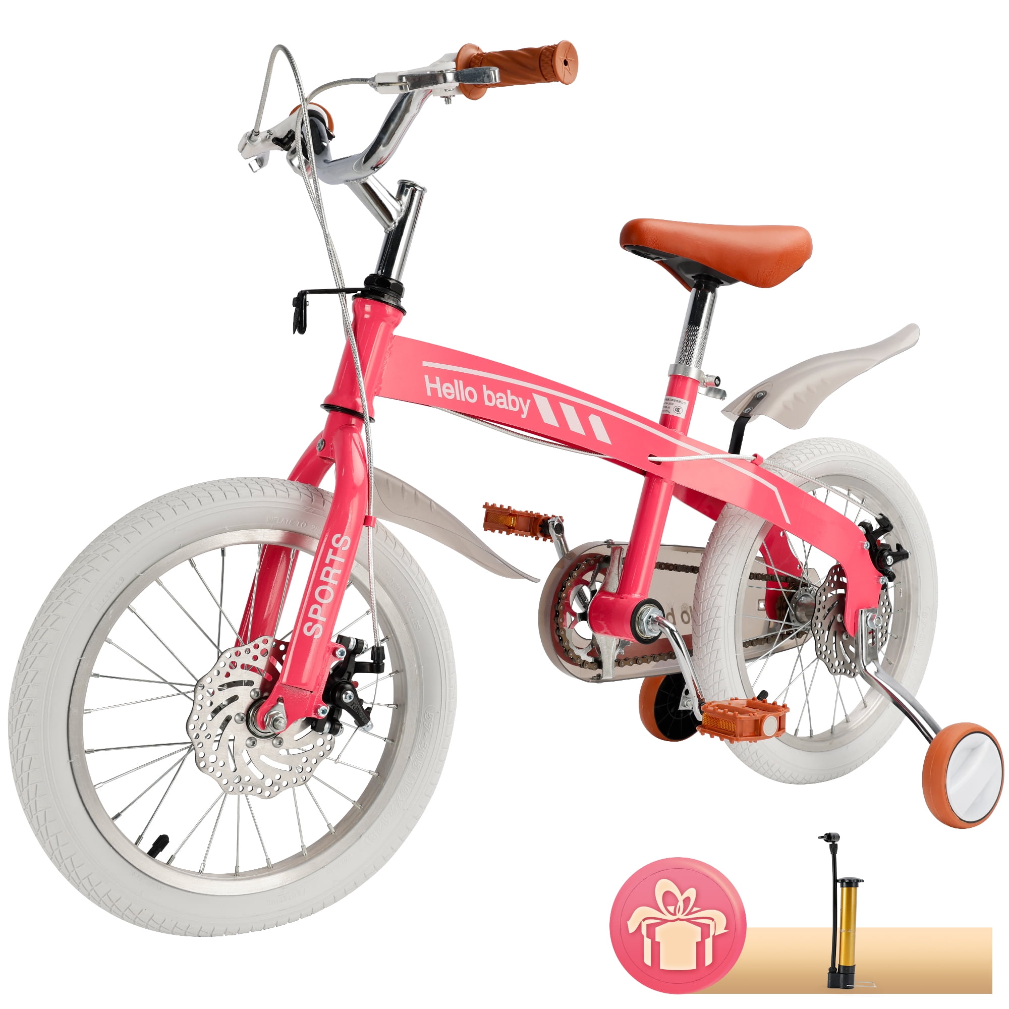 ARTUDATECH 16 Inch Kids Bike for Age 4-8 Years Children Bicycle with Training Wheels,LED Headlight, Dual Brake Boys and Girls Bike Sansujyuku sansujyuku.com