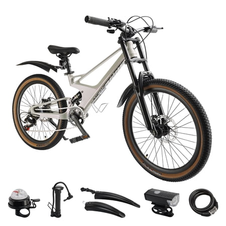 ARTUDATECH 22" Kids Soft Tail MTB Bike Magnesium Alloy 7 Speed Frame Disc Brake Double Suspension Front Fork Mountain Bicycle for Child Boys Girls