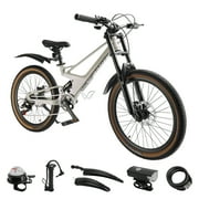 ARTUDATECH 22" Kids Soft Tail MTB Bike Magnesium Alloy 7 Speed Frame Disc Brake Double Suspension Front Fork Mountain Bicycle for Child