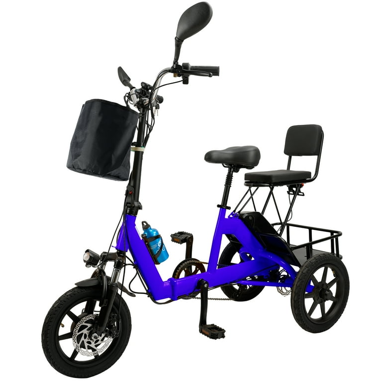 ARTUDATECH Heavy Duty Foldable Electric Trike 3 Wheel 350W 48V with Front Rear Basket for Adults Walmart