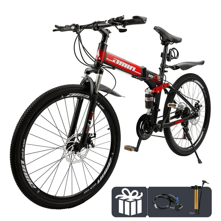 ARTUDATECH 26 Inch Folding Mountain Bike, Shimano 21 Speed