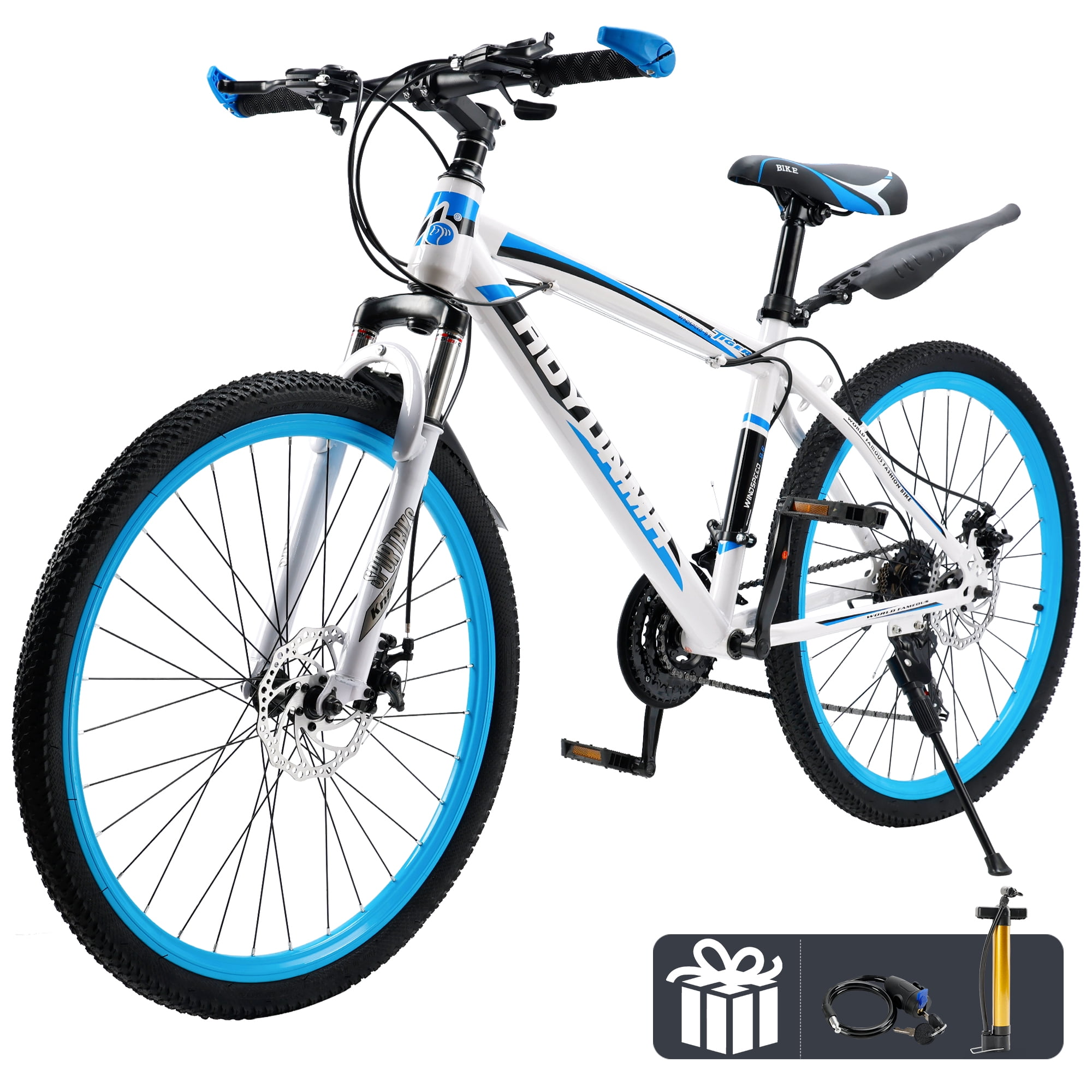 ARTUDATECH Mountain Bike for Men/Women, 26″ Sizes, 24 Speed Shimano Twist Shifting, Front or Dual Suspension, Comfort Saddle Red/White/Blue/Green Sansujyuku sansujyuku.com