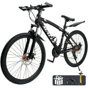 ARTUDATECH Mountain Hardtail Mountain Bike for Men/Women, 26/27.5 inch Sizes, 27 Speed Twist Shifting, Front or Dual Suspension, Comfort Saddle, Purple/Black/White