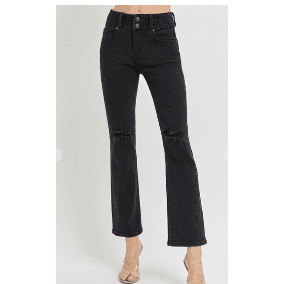ARTY Black High Rise Ankle Straight Jeans