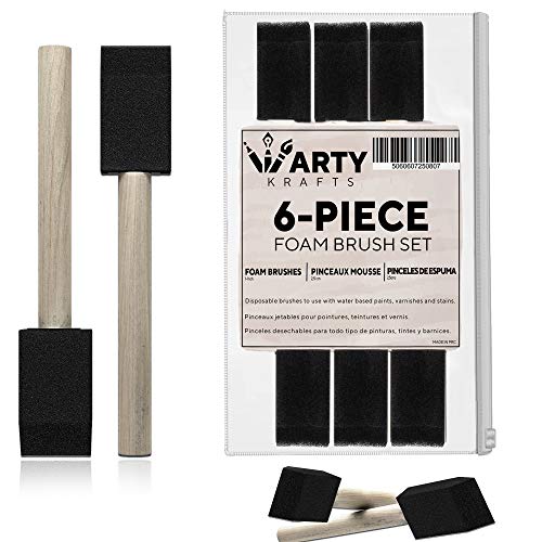 ARTY KRAFTS 1 inch Foam Brush 6 Pieces Sponge Paint Brush for Staining