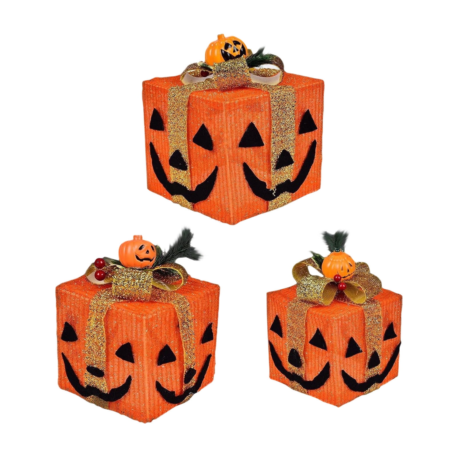ARUTOOY 3 Pack Lighted Pumpkin Gift Boxes - Halloween Pumpkins ...