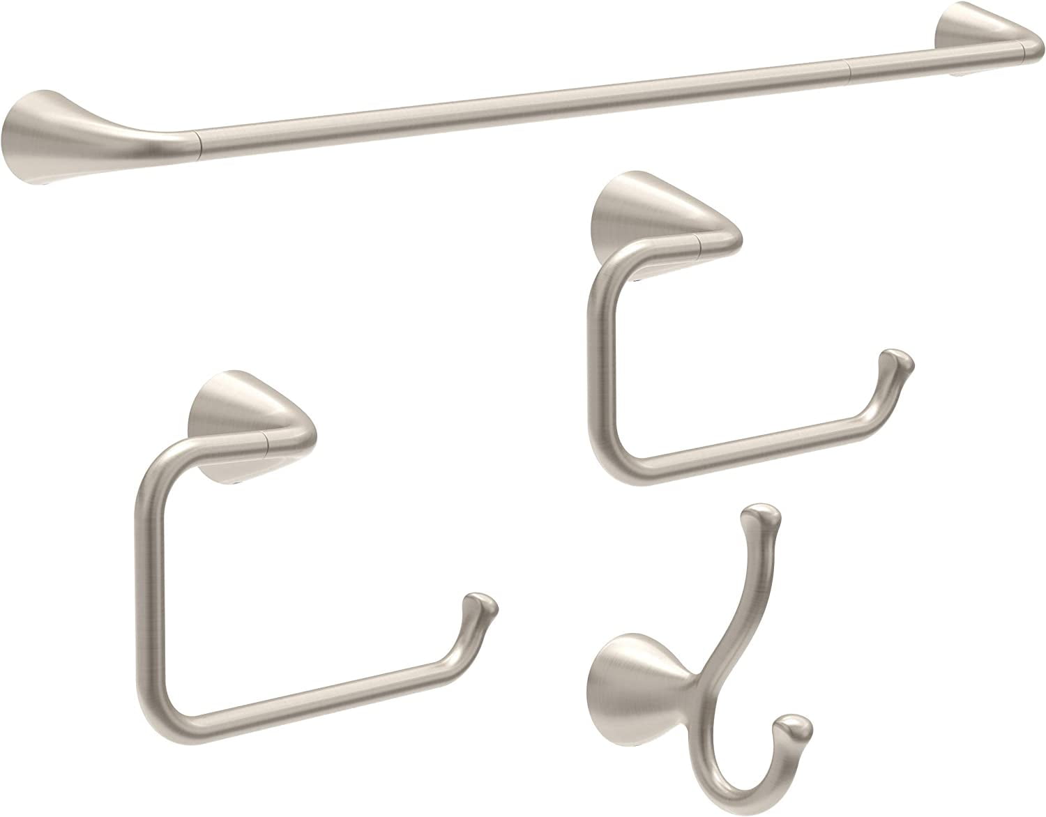 Arvo Brushed Nickel 4-Piece Bath Hardware Set with Towel Bar