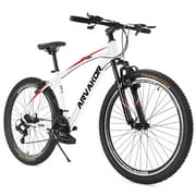 ARVAKOR 26'' Mountain Bike for Men, Carbon Steel Frame, 21-Speed Trigger Shifters, White