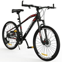 ARVAKOR 26'' Mountain Bike with Daul Disc Brakes, 21 Speed, Aluminium Alloy Frame MTB, Black