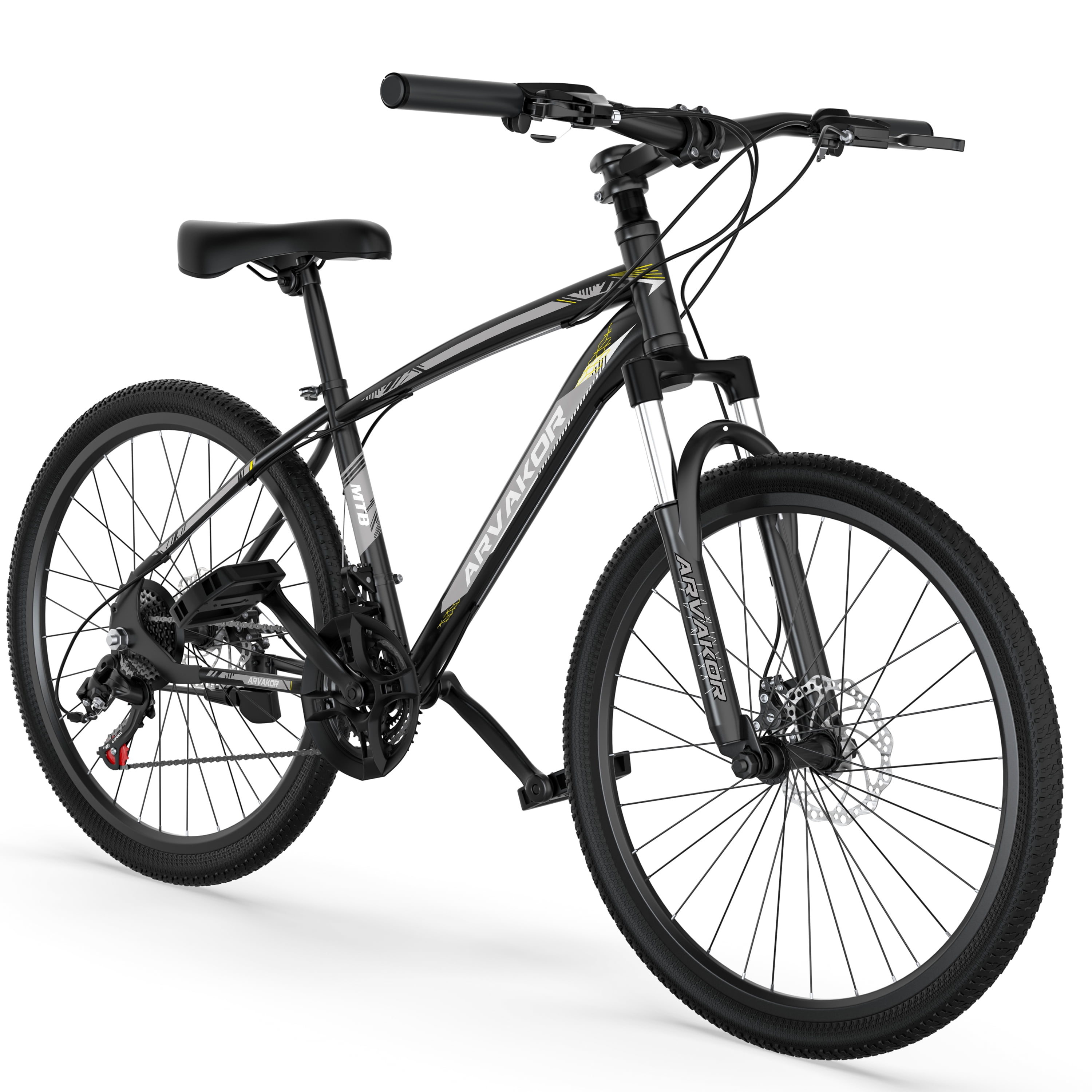 Arvakor 26'' Adult Full Suspension Mountain Bike with 21 Speeds, Double Disc BRAKE, Blue, Size: One Size