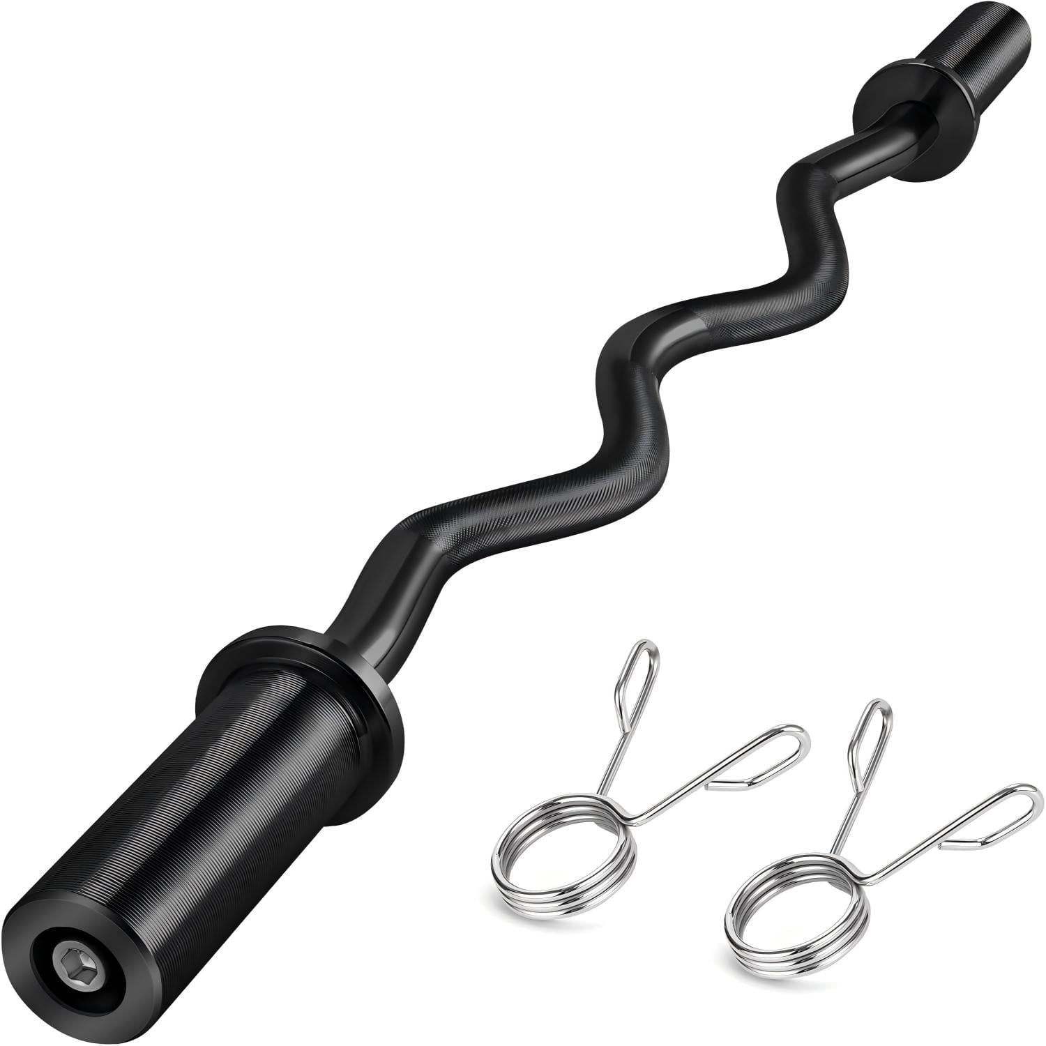 ARVAKOR 47" Olympic EZ Curl Barbell Bar, 2-Inch Curl Bar for Weight Lifting, Hip Thrusts, Squat, Biceps-Home Gym Weight Bar, Black