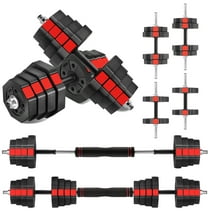 ARVAKOR 66Lbs Adjustable Dumbbells Set, 3 in 1 Free Weight Set as Barbell, Push up Stand, Fitness Exercises for Men/Women, Red