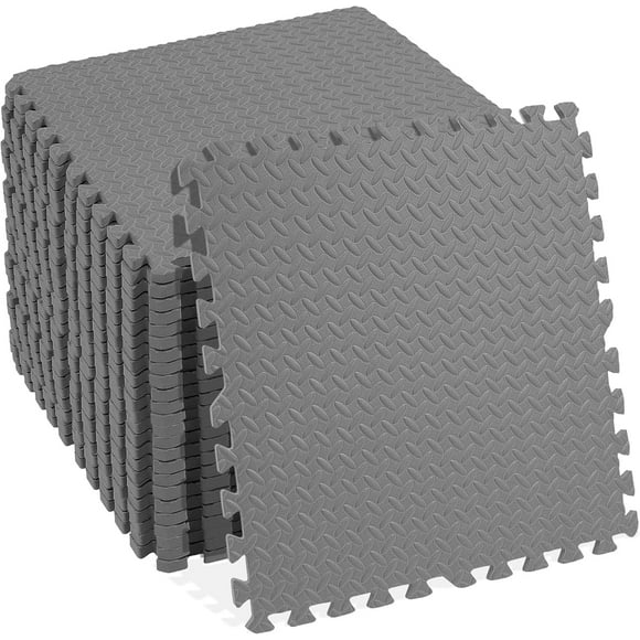 ARVAKOR Extra Thick Puzzle Exercise Mat, EVA Foam Interlocking Tiles for Protective, Cushioned Workout Flooring for Home and Gym Equipment, Grey - 1/2 inch - 96 Sq Ft - 24 Tiles