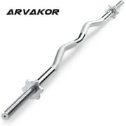 ARVAKOR Olympic 47" Curl Bar, Barbell Standard Weight Lifting Bar Threaded Non-slip, 440-Pound Capacity, Silver