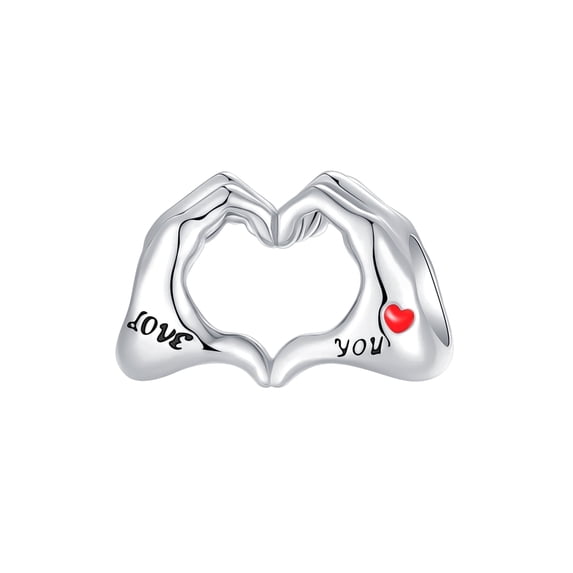 ARVALILS 925 Sterling Silver Heart Hand Gesture Charm, Jewelry Gift for Women’s Bracelets & Necklaces