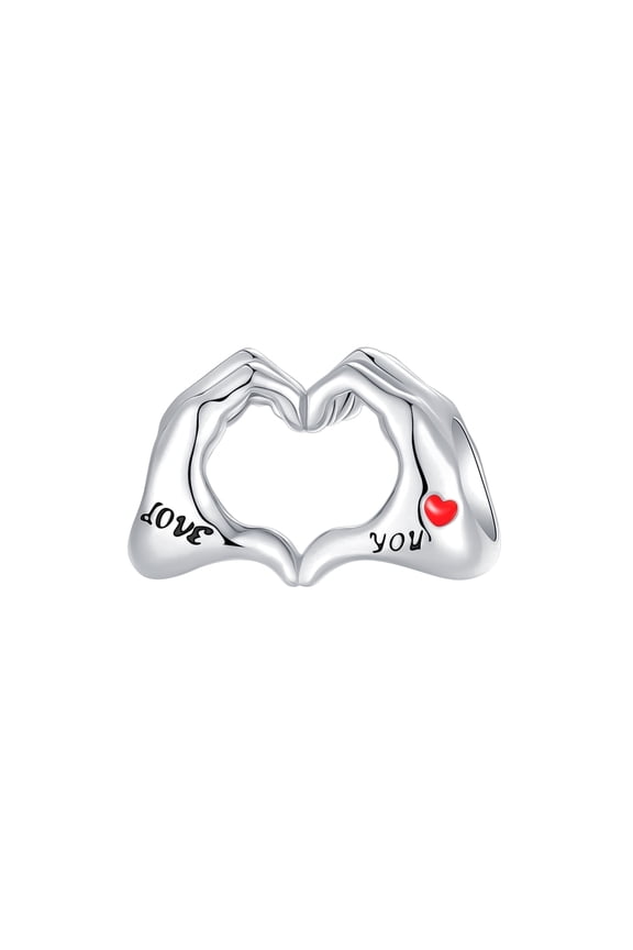 925 Sterling Silver Heart Hand Gesture Charm, Jewelry Gift for Womens Bracelets & Necklaces