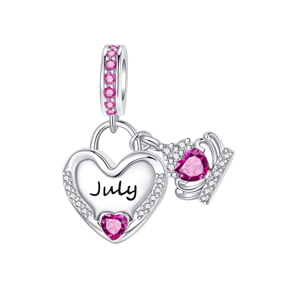 ARVALILS 925 Sterling Silver July Birthstone Charm, Birthday Pendant for Bracelets & Necklaces