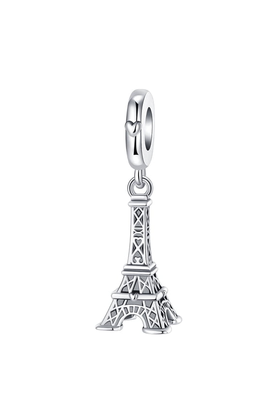 925 Sterling Silver Eiffel Tower Pendant Charm, Paris Travel Memory Accessory for Bracelets & Necklaces