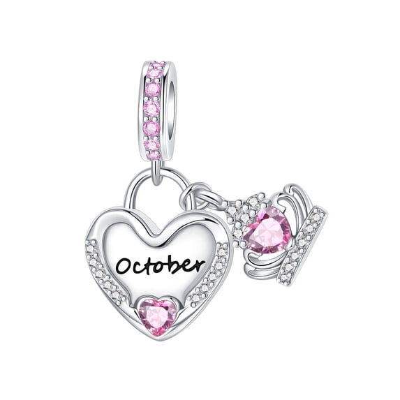 ARVALILS 925 Sterling Silver Pink CZ Heart Charm Pendant for Bracelet