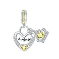 thumbnail image 1 of ARVALILS 925 Sterling Silver August Birthstone Charm, Birthday Pendant for Bracelets & Necklaces, 1 of 7