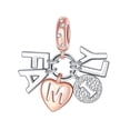 thumbnail image 1 of ARVALILS "FAMILY" Letter Dangle Charm, Two-Tone 925 Sterling Silver CZ Charm, Family Theme Pendant for Bracelets & Necklaces, 1 of 7