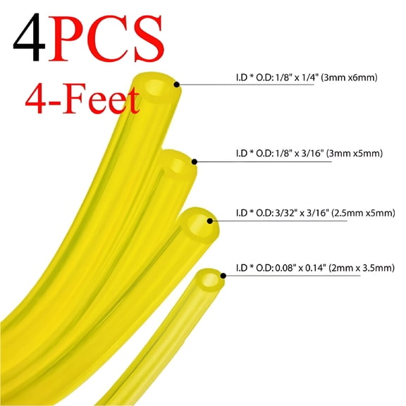 ARVELIA 2026 New 4 Sizes Air Fuel Line Hose Yellow 16Ft Fuel Tube for 2 Cycle Small Engine for Fuel,Line,Tube,Engine,Motorcycle,Lawn Mower