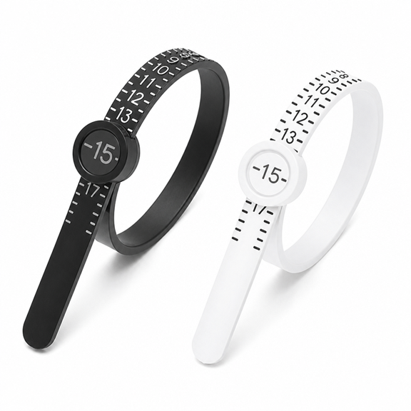 ARVELIA Ring Sizer, Portable Design Ring Sizer Measuring Tool, Accurate Sizing Ring Sizers, 1pc Black, 1pc White
