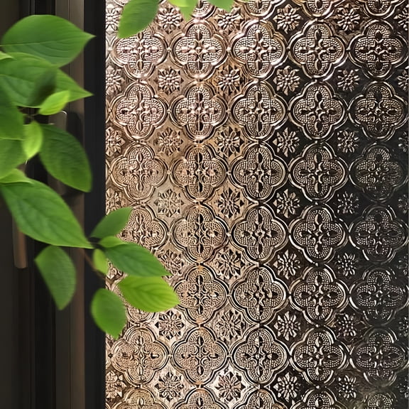 ARVELIA Window Privacy Film,Stained Glass Window Film UV Sun Blocking,Non Adhesive Frosted Static Cling Decorative,Removable and Reusable Window Tint for Home (17.5" x 78.7") White