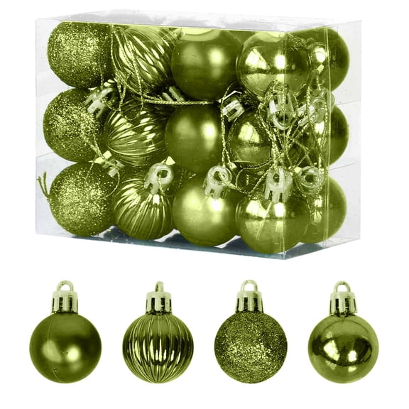 ARVELLIA 24Pcs 3cm Christmas Balls Electroplated Painted, Mini Shatterproof Plastic Xmas Tree Hanging Ornaments with Gift Box