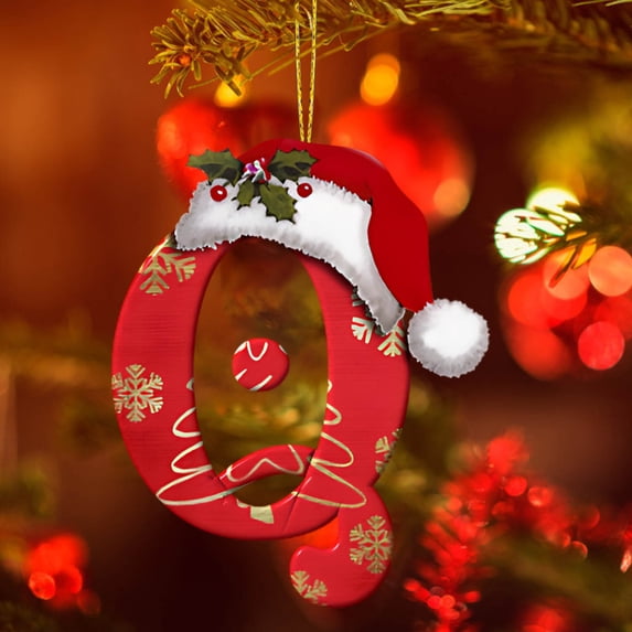 ARVELLIA Acrylic Christmas Letter Ornament, 2D Flat Red Alphabet Pendant for Xmas Tree Hanging Decor, Personalized DIY Holiday Decoration 3.15in