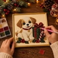 thumbnail image 1 of ARVELLIA DIY Christmas Pearl Painting Kit with Frame, Cute Puppy with Gift Box Holiday Portrait Beaded Art Craft Set for Adults and Beginners, Handmade Wall Decor Gift (7.8x7.8in), 1 of 5