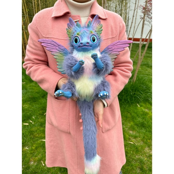 ARVERS 2023 New Fantasy Creature Horned Dragon Fantasy Dragon Plush Doll Latex Ornament Dragon Doll Birthday Gift Toys Hobbies(blue)
