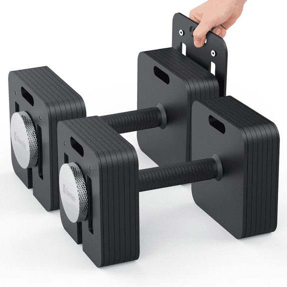 ARVIVO 10-80lb Adjustable Dumbbell Set of 2, 5lb Increments,Quick-Lock Square Dumbbells Pair Weight for Home Gym,80lb Each&160lb Total