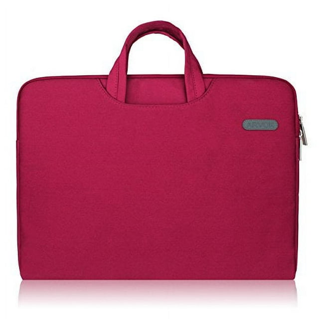 ARVOK 15 15.6 16 Inch Water-Resistant Canvas Fabric Laptop Sleeve with Handle&Zipper Pocket/Notebook Computer Case/Ultrabook Briefcase Carrying Bag/Pouch Cover for Acer/Asus/Dell/Lenovo/HP,Wine Red