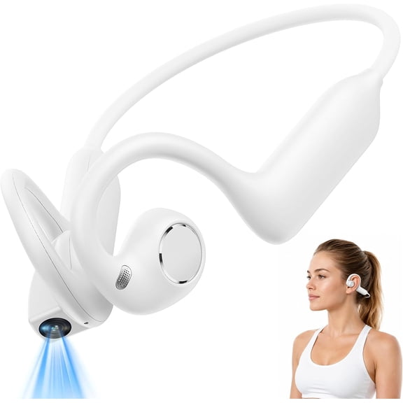 ARVOV E12 Bone Conduction Headphones with Camera with 8MP Camera Open-Air Wireless Bluetooth Headphones,Bone Conduction Headphones with Camera,IP56 Waterproof AI Voice Assistant Headset for Sports