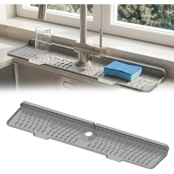 ARVOV Faucet Mat for Kitchen Sink, Silicone Sink Splash Guard with 7 ...