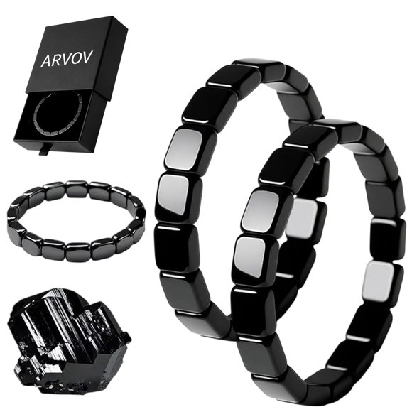 ARVOV Hematite Bracelet for Men, Natural Stone Beads, Stretch Fit, Black Beaded Bracelet, Men's Jewelry with Masculine Energy-Inspired Style for Daily Wear, Layering and Thoughtful Gifts