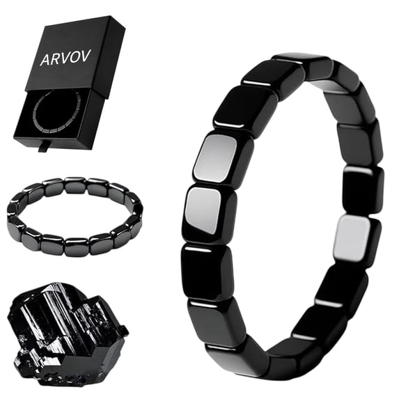 ARVOV Hematite Bracelet for Men, Natural Stone Beads, Stretch Fit, Black Beaded Bracelet, Men's Jewelry with Masculine Energy-Inspired Style for Daily Wear, Layering and Thoughtful Gifts