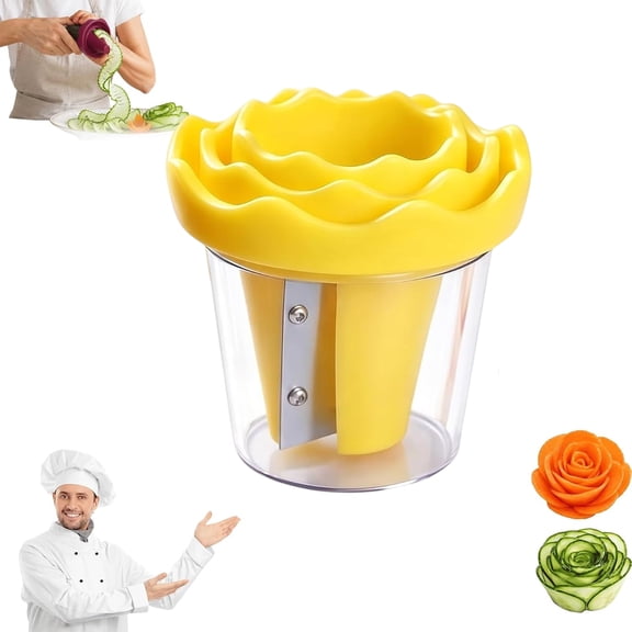 ARVOV Manual Vegetable Spiralizer and Curler for Rose Flower Carving, Manual Vegetable Spiralizer & Curler, Handheld Fruit Flower Cutter Grater, Carrot Cucumber Rose Garnishing Slicer Tool