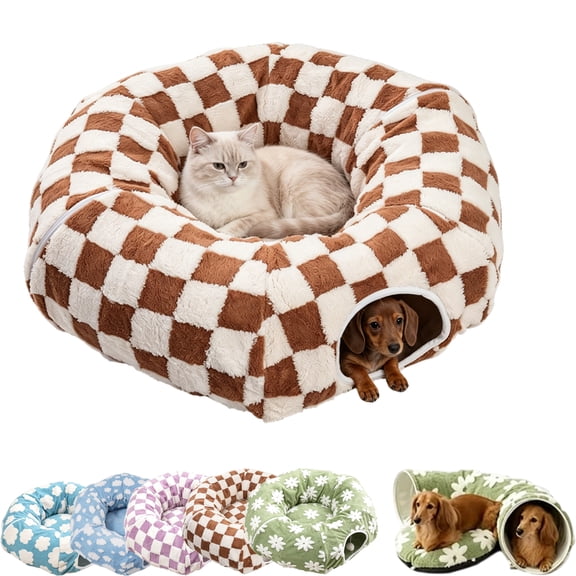 ARVOV Tunnel Bed for Dachshund Dog, 2026 New 3 in 1 Foldable Dog Tunnel Bed for Dachshund Small Dogs Cats, Plush Sherpa Burrow Bed, Multi Shape Play Tunnel, Cozy Pet Sleeping Nest, With Pom Pom Toy