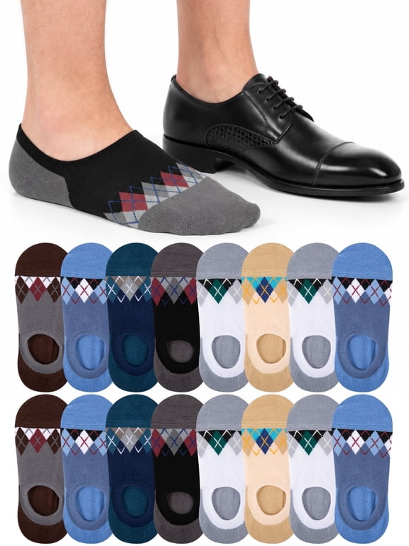 16 Pairs Men's No Show Socks, Lightweight Breathable Invisible Low Cut Boat Socks for Casual Daily Wear