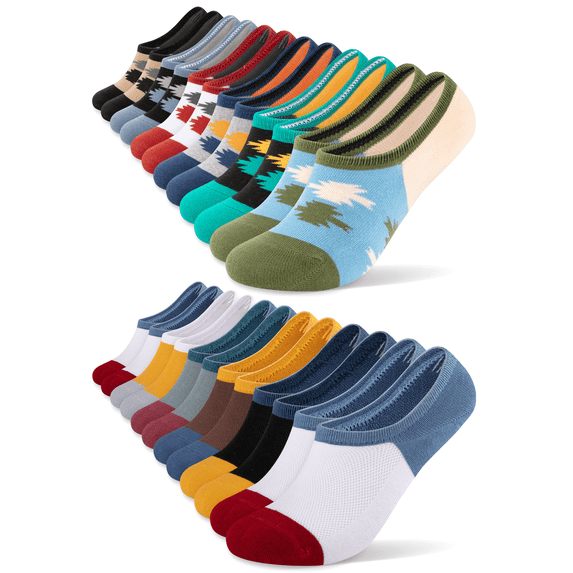 ARWSER Men's No Show Socks 12 Pairs, Breathable Invisible Boat Socks Low Cut Anti-Slip Casual Socks