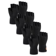 ARWSER Mens Half Finger Knitted Fleece Gloves, Warm Cold Weather Thermal Adults Gloves for Driving Texting, 4 Pairs