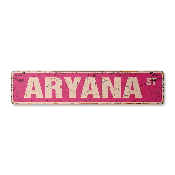 ARYANA Vintage Plastic Street Sign Childrens Name Room Sign | Indoor/Outdoor |  36" Wide