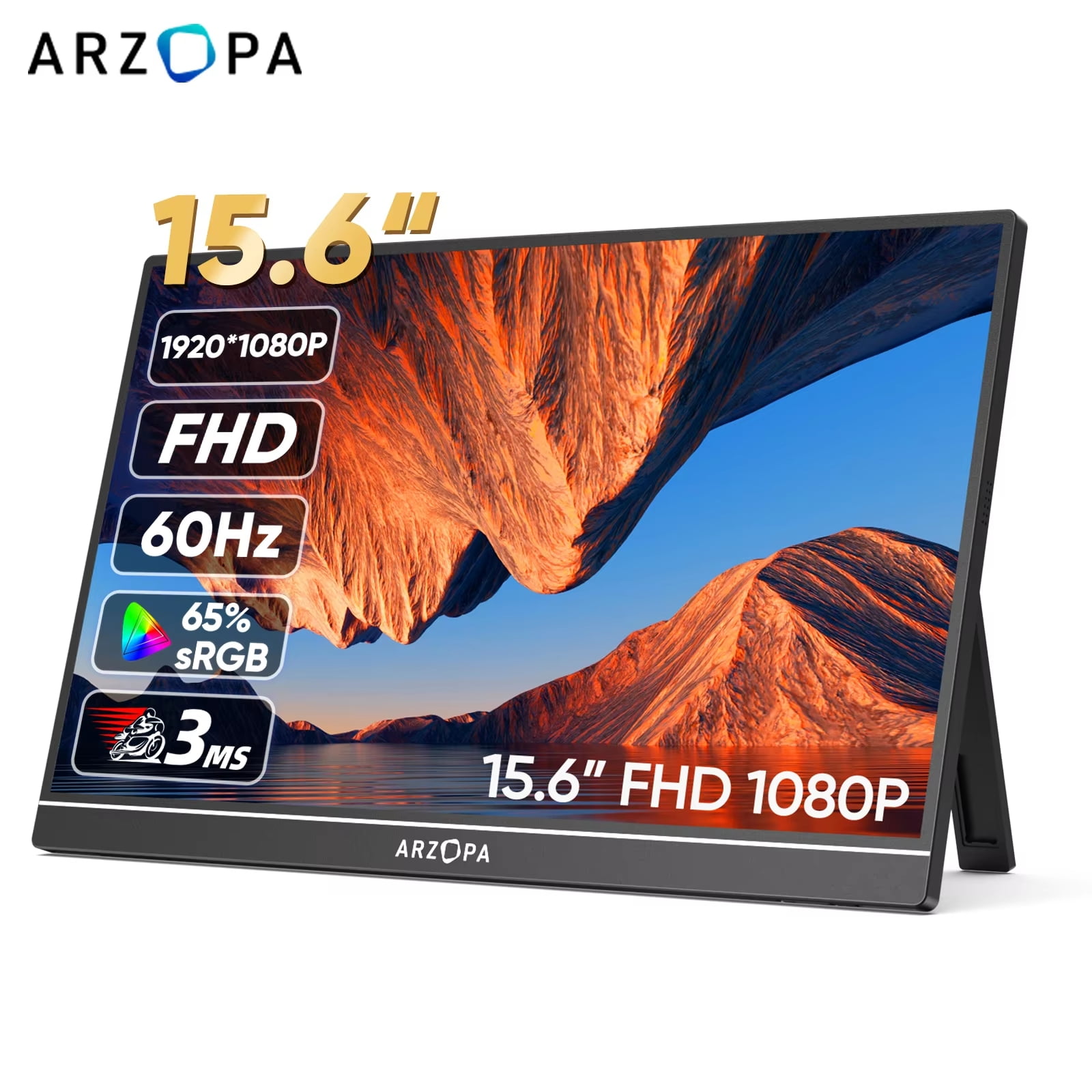 ARZOPA 15.6 inch Portable Monitor FHD 1080P IPS USB-C Mini-HDMI ...