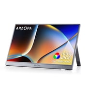 ARZOPA 16.1 Portable Monitor Gray, 100% sRGB FHD 1080P Kickstand Portable Laptop Monitor High Color Gamut Display IPS Eye Care Screen