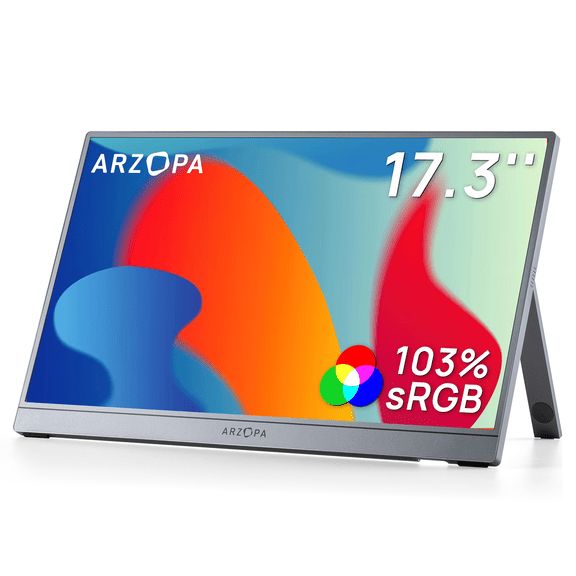 ARZOPA 17.3 inch Portable Monitor FHD-IPS Panel 100% sRGB Second Screen for Laptop for PS/Steam/Deck/Switch/PC/Mac