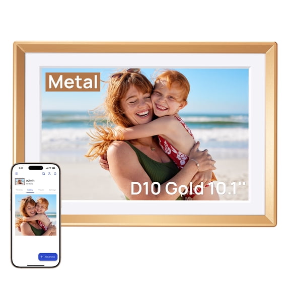 ARZOPA Metal Digital Picture Frame WiFi 10.1" HD IPS Touch Screen Smart Photo Frame Unlimited Photos Videos,Perfect Gifts family